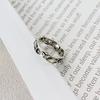 Anillo de plata antigua chapado en cobre estilo coreano con extremo abierto desgastado vintage, anillo para todo tipo de cabello.