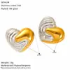 Pendientes de Acero Inoxidable Color Dorado a Juego de Lujo Ligero con Forma de Corazón para Mujer, Pendientes de Acero de Titanio Europeos y Americanos de Alta Gama, Venta al por Mayor