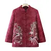 Chaqueta de Algodón Bordada Estilo Tang Vintage de la Abuela para Mujeres Mayores, Ropa para Madres con Forro Polar Añadido y Acolchado de Algodón Engrosado, Abrigo de Algodón con Botones Tradicional para Señoras Mayores