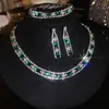 Aretes Anillo Ovalado de Zirconia Collar para Mujer Personalizado Exquisito Moda Cadena para Clavícula Set de Joyería de Lujo Ligero Gama Alta