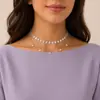 Collar de estilo bohemio, personalizado, creativo, hecho a mano, cadena de clavícula, joyería, collar con colgante de estrella con lentejuelas de doble capa