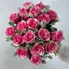 Buquê de rosas artificiais com chifre de flor, 18 cabeças, rosas em formato de coração de gelo, flores artificiais, planta verde, decoração de casamento por atacado, INS cross-border