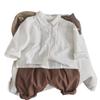 Ropa de Primavera y Otoño para Hombre y Mujer para Niños Camisa Bebé Estilo Occidental Personalidad Infantil Moderna Estilo Hong Kong Estilo Japonés Coreano Camisa Blanca Moderna de Color Sólido