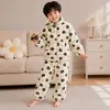 Pijama infantil para primavera, otoño e invierno, conjunto de dos piezas para niños y niñas, pijama con estampado de leopardo, conjunto grueso de dos piezas, moderno
