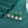 Aguja de Plata S925 Simple Temperamento Arete Pequeño Conjunto Combinado de Tres Pares en una Tarjeta Exquisitos Modernos Pendientes de Circonita Joyería para Orejas