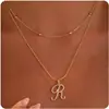 Collar de Cobre con 26 Letras Transfronterizo de Amazon para Mujer, Cadena para Clavícula con Colgante Personalizado en Capas de Alta Gama, Joyería Versátil y Elegante