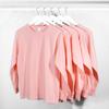 Camiseta de manga longa com triângulo invertido e gola redonda de alta qualidade 250g, algodão puro branco, cor sólida, para homens e mulheres, camisa de fundo solto