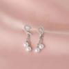 Pendientes colgantes de perlas de estilo coreano para mujer, exquisitos pendientes de circonita de alta gama que combinan con todo, ¡novedad en 2024!