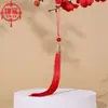 Borla Larga de Cuentas Mate Estilo Chino con Colgante de Borla de Hilo de Poliéster para Accesorios de Ropa