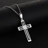 Collar Cruz de Acero Inoxidable Transfronterizo Europeo y Americano Colgante de Cruz Explosiva Joyería Geométrica Collar para Hombre