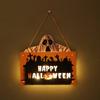 Placa de Porta para Halloween Luz Decorativa LED Pingente Luz de Atmosfera de Terror Abóbora Fantasma Esqueleto Luz Festiva de Feriado