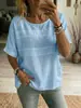 2026 Amazon Comercio Exterior Transfronterizo Verano Nuevo Estilo Europeo y Americano Top Casual Holgado de Manga Tres Cuartos de Color Sólido con Cuello Redondo para Mujer
