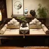 Novo Almofada de Sofá de Madeira de Redwood Estilo Chinês Feita Sob Medida Conjunto de Capas de Almofada para Móveis de Madeira Maciça Cama Luohan de Luxo Leve Conjunto de Almofadas de Cinco Peças