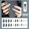 Variedad de Manicuras Impresas Portátiles, Parches Reutilizables de Uñas Postizas en Caja, Patrón de Cuadros Terminado