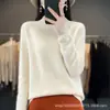 Suéter Básico de Gola Alta para Mulheres, Outono e Inverno Aconchegante Engrossado Slim Fit Tricô 100% Lã