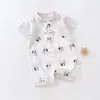 Mameluco de Bebé Verano Manga Corta Una Pieza Clase A Transpirable Algodón Cuello Redondo Ropa Acondicionada para Niñas Pequeñas