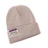 Gorro de Punto Rojo con Parche, Gorro de Lana que Hace que la Cara Parezca Más Pequeña, Gorro de Punto Liso para Mujer, Gorro de Maternidad con Parche de Tela