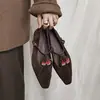 Zapatos Mary Jane con Forma de T de Piel de Oveja para Mujer, Nuevo Estilo Otoño, Zapatos Bajos de Piel Genuina con Punta Cuadrada y Borlas