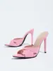 Mula de tiras cruzadas de punta fina de tacón de aguja de alta calidad para primavera-verano transfronteriza, zapatos de mujer, a la moda, versátiles, elegantes, sandalias de tacón alto de comercio exterior
