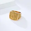 Anillo de Acero de Titanio con Ancla y Timón Retro Europeo y Americano Transfronterizo para Hombre, Joyería de Mano de Moda Personalizada, Fabricante de Dongguan