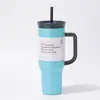 Nueva Taza de Doble Pared con Aislamiento al Vacío Transfronteriza de 40 oz para Coche, Deportes al Aire Libre con Asa, Taza con Popote