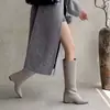 Botas de moda de cuero suave 2026 estilo coreano, punta cuadrada simple, hasta la rodilla, para mujer, estilizan y son versátiles, botas altas