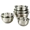 Tigela de salada espessa de aço inoxidável, adequada para cozinhas domésticas, para bater ovos e misturar massa, uma tigela multifuncional para assar e cozinhar, disponível em um conjunto de vários tamanhos