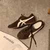 Zapatillas de Entrenamiento Alemanas de Cuero Genuino con Estampado de Leopardo Vintage para Mujer, Zapatillas Planas con Cordones para Primavera y Otoño, Zapatos Casuales, Envío en 7 Días