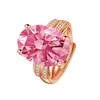 Gran Venta Anillo de Diamante Azul Grafito Grande Desnudo Anillo de Gema Topacio Chapado en Oro de 18 Quilates Diamante Zafiro Anillo Abierto