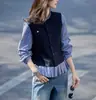 Sudadera Inteligente de Capas Falsas de Dos Piezas Patchwork Diseño Nuevo Primavera y Otoño 2026 Top Elegante de Cuadros con Cuello Redondo
