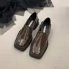 Zapatos de Mujer Mocasines Retro de Punta Cuadrada de Suela Gruesa con Tacón de Almohada Blanca para Primavera y Otoño 2026 Nuevo Estilo Británico Blanco
