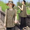 Roupas para Mãe 2026 Novo Conjunto de Algodão e Seda de Verão para Mulheres de Meia-Idade e Idosas, Conjunto de Duas Peças com Top Regata Soltinho Emagrecedor