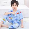 Pijamas de Verano para Niños de Algodón Seda Delgadas para Bebé Niñas de Manga Corta Traje de Algodón Artificial Algodón Seda Aire Acondicionado Ropa para el Hogar