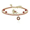 Pulseira Dupla Camada Tecida com Moedas e Fio Vermelho, Novo Estilo, Design de Nicho, Luxo Leve, Sensação de Alta Qualidade, Acessório de Pulseira com Contas