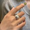 Anillo de plata de ley S925 estilo coreano trabajo pesado martillado textura de moda estilo coreano anillo básico simple joyería de plata al por mayor