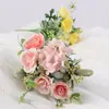 Ramo de boda de rosa artificial estilo ins transfronterizo, flores de seda para boda, decoración del hogar flores artificiales al por mayor