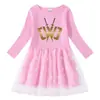 2023 Primavera e Outono Novo Vestido Feminino Transfronteiriço Algodão Impresso Desenho Animado Estrela Lua Malha Manga Comprida Vestido de Princesa