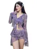 Traje de baño nuevo de cuatro piezas para mujer 2025 para cubrir el vientre y lucir delgada, traje de baño para resort de playa y aguas termales [Envío directo]