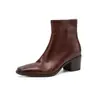 Botines Chelsea de alta calidad, sencillos, versátiles, para ir al trabajo, de piel de vaca, Otoño/Invierno 2026, tacón grueso, tacón medio, punta cuadrada, botines de piel auténtica, para mujer