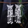 Pendientes Miao Étnicos de Borla Larga Estilo Nuevo, Pendientes Exagerados de Declaración de Moda Estilo Étnico de Plata Miao de Lujo Ligero