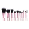 Set de 10 Mini Brochas de Maquillaje Incluyendo Brocha para Rubor, Brocha para Polvos, Brocha para Sombras de Ojos, Set Completo de Maquillaje Portátil para Principiantes