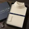 Suéter de Cachemira para Hombre Cuello Alto 100% Cachemira Pura Otoño e Invierno Nuevo Casual Cálido Cuello Chal Tejer Suéter Básico
