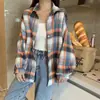 Camisa de Cuadros Retro para Mujer, Nuevo Estilo Primavera y Otoño, Estilo Perezoso, Chaqueta Camisa de Diseño de Nicho, Top Casual