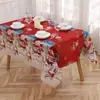 Toalha de Mesa de Natal Transfronteiriça Decoração de Natal Poliéster Mesa de Jantar Mesa de Café Toalha de Mesa Estampada de Natal Adereços de Layout de Local