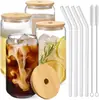Conjunto de copos de água de vidro borossilicato mais vendido internacionalmente com tampa, copo com canudo, tampa de bambu, copo de suco, copo de milk tea, copo de café