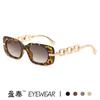 Nuevas gafas de sol de cadena cuadrada con montura pequeña de moda europea y americana, gafas de sol estilo urbano de moda, gafas de sol para mujer