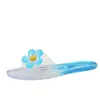 Pantuflas de Cristal Transparente con Flores de Colores para Uso en Casa, Adecuadas para Interiores y Exteriores, Sandalias Ligeras, Sencillas y Modernas de Una Sola Tira para Mujer
