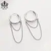Aifulu Brincos de Clipe com Corrente de Franjas de Camada Dupla Prata Pinos de Orelha Cobre Banhado a Platina Moda Personalidade Brincos Joias