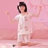 Pijamas de niña para niños de verano, traje delgado de manga corta, pijama de algodón burbuja de dibujos animados para niña, traje para el hogar al por mayor