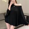 Camiseta de Protección Solar de Manga Larga con Hombro Descubierto para Mujer Verano Casual Delgada Manga Murciélago Suelta Blusa Top Sexy